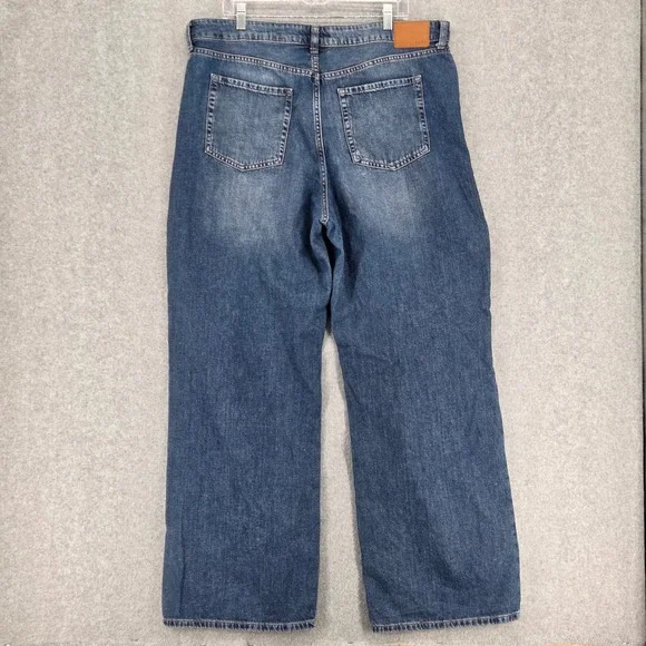 AEROPOSTALE Women 16 High Rise Wide Leg Jeans Medium Wash Whiskering - Picture 3 of 7